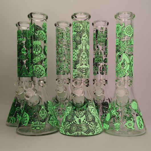 Glow in the dark 14" 7mm Egyptian Design Bong