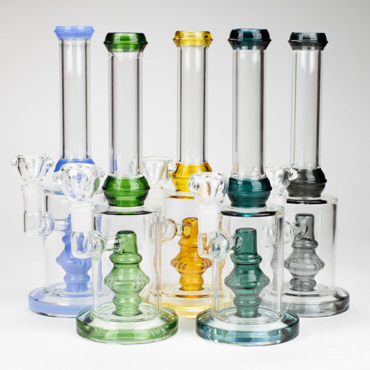 10" color accented glass water bong with diffuser