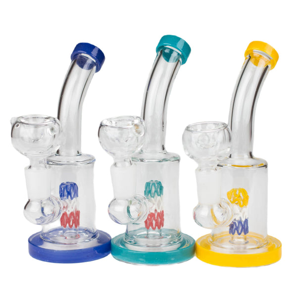 6" bent neck glass bong with diffuser-Assorted_0