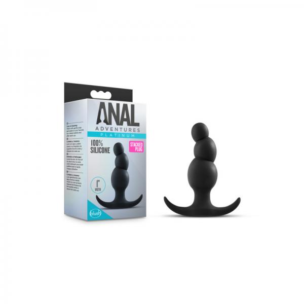 Plug anal apilado negro de platino de Anal Adventure