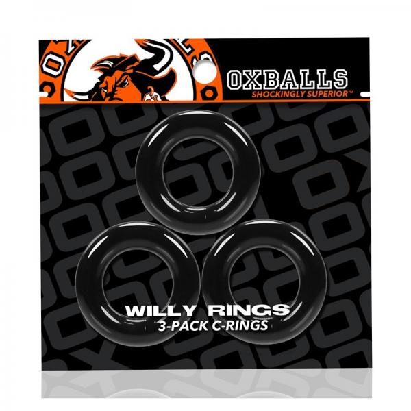 Anillos para el pene Oxballs Willy Rings, paquete de 3, de color negro