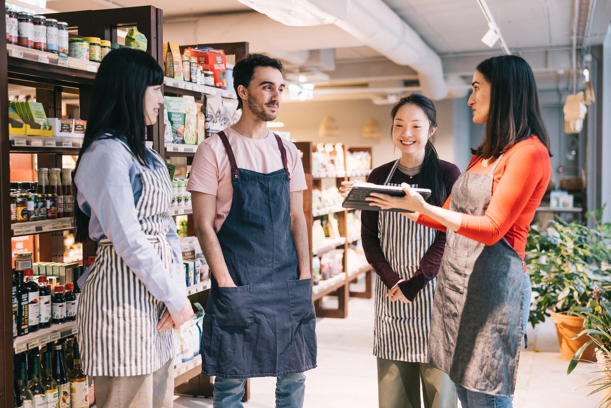 Retail team collaborating in a storefront