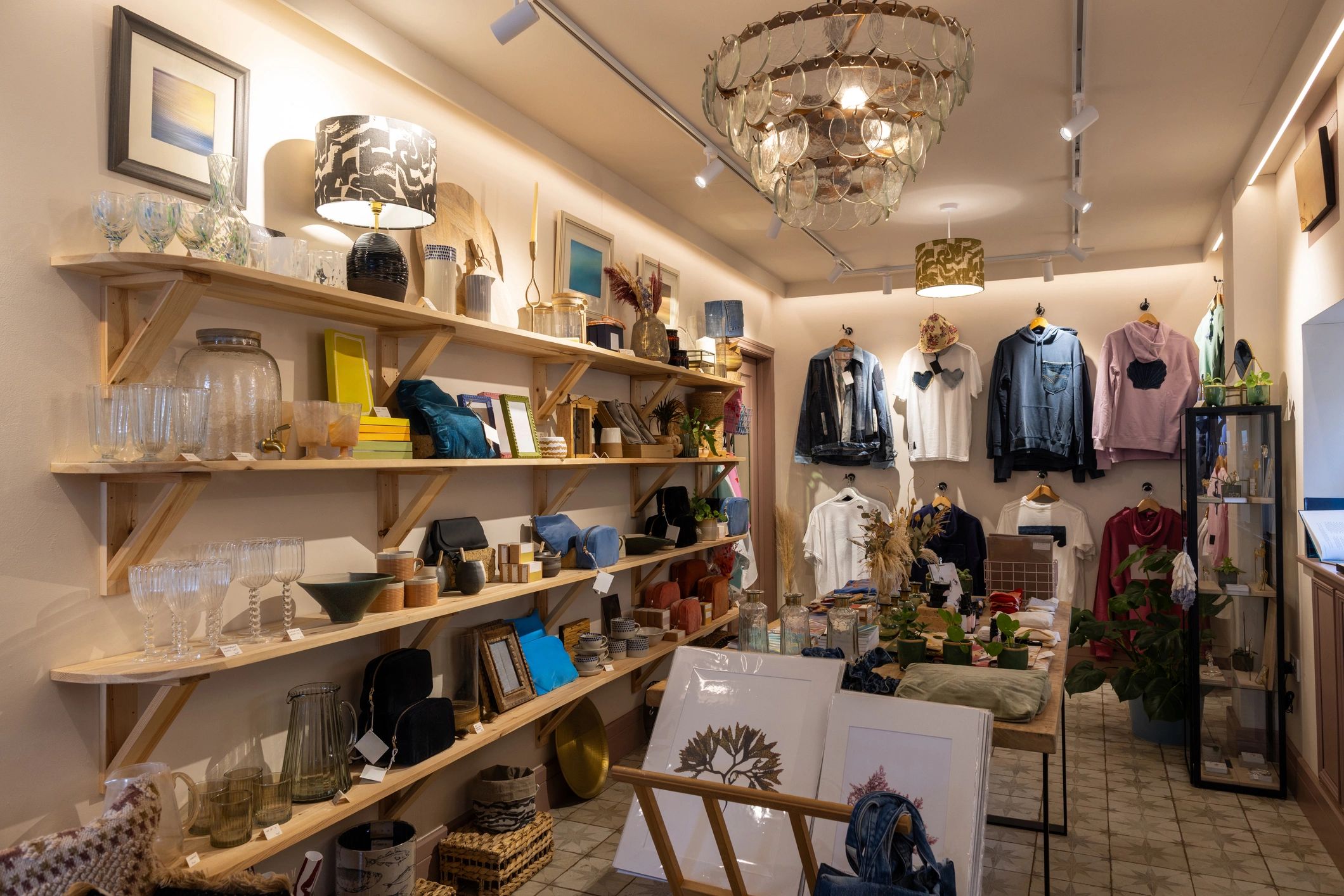 Curated retail products displayed in a modern store